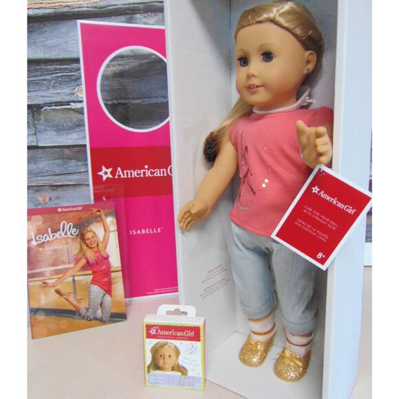 NEW American Girl 18" ISABELLE DOLL, MEET OUTFIT + Book Earrings Wrist Tag BOX - Picture 6 of 10